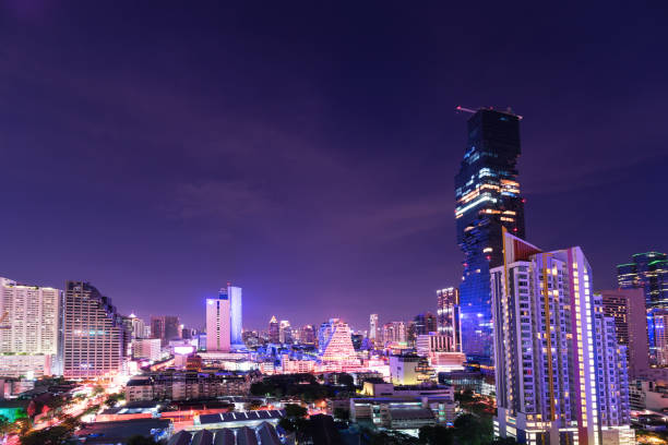 istock night cityscape light in metropolis - can use to display or montage on product 1071914846