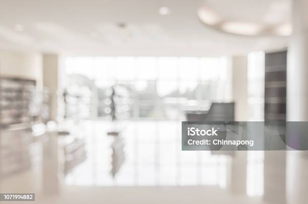 Blur School Library Or Office Lobby Waiting Area For Educational Business Background Stock Photo - Download Image Now