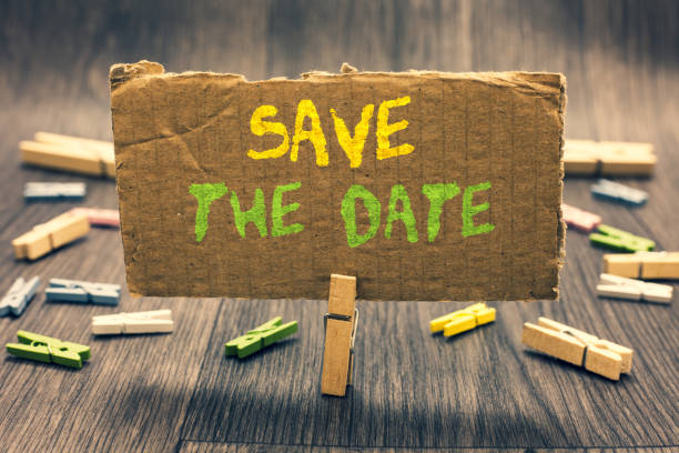 istock Writing note showing Save The Date. Business photo showcasing Systematized events Scheduled activity Recorded Filed Clothespin holding paperboard important communicating message ideas. 1071916160