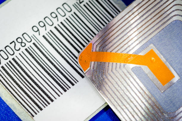 istock Close up of RFID tags ana a code bar used for tracking and identification purposes and as an anti-theft system in commerce and retail. 1071924214