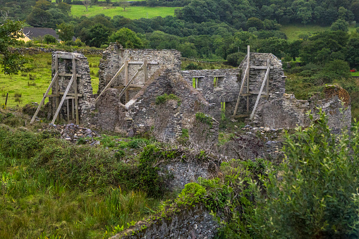 The ruins of the birthplace of famous Irish political leader Daniel OConnell, located in Cahersiveen, Republic of Ireland.