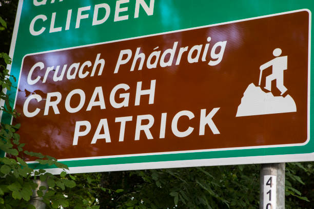 Road Sign Showing Croagh Patrick in County Mayo, Ireland