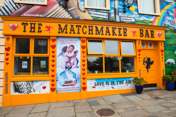 The Matchmaker Bar in Lisdoonvarna, Republic of Ireland Lisdoonvarna, Republic of Ireland - August 19th 2018: The Matchmaker Bar in the spa town of Lisdoonvarna in Ireland. The town hosts an annual matchmaking festival each September. county clare stock pictures, royalty-free photos & images
