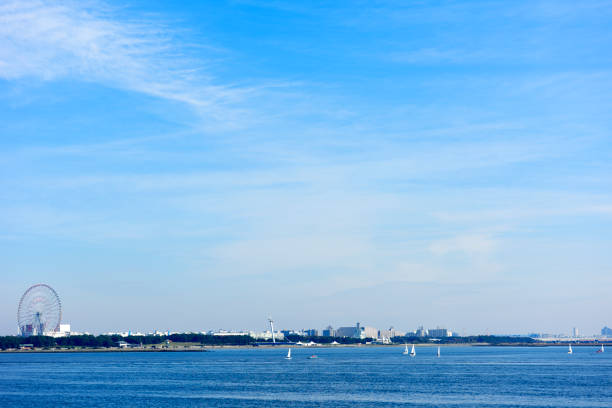 Tokyo bay area against blue sky with copy space.