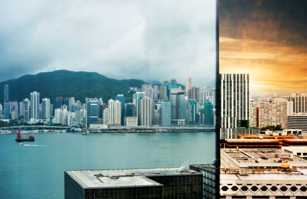 istock Cityscape reflecting on glass windows 1071946062