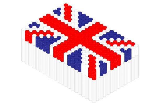 istock Isometric cigarette in row, United Kingdom national flag shape concept design illustration isolated on white background, Editable stroke 1071958040