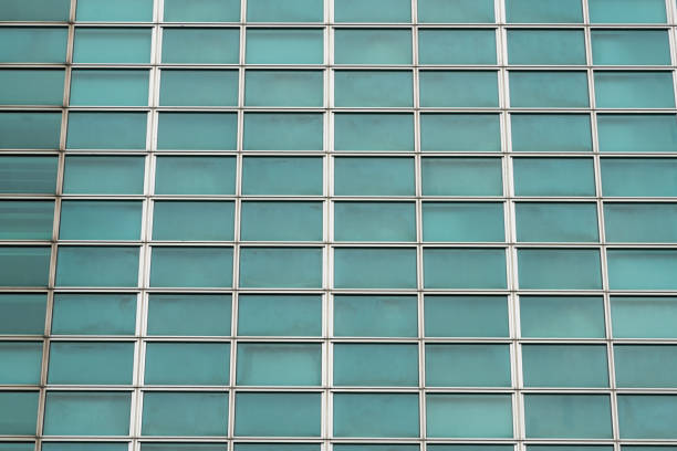 Green glass window close up, background and texture