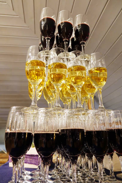 istock Glasses of wine in the pyramid. 1071988648
