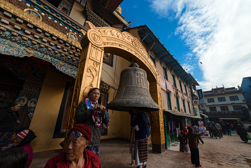 Big bell in Kathmandu, Nepal, December 2017, editorial