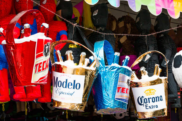 Pinatas Hang in a Tijuana Mexico Market stock photo