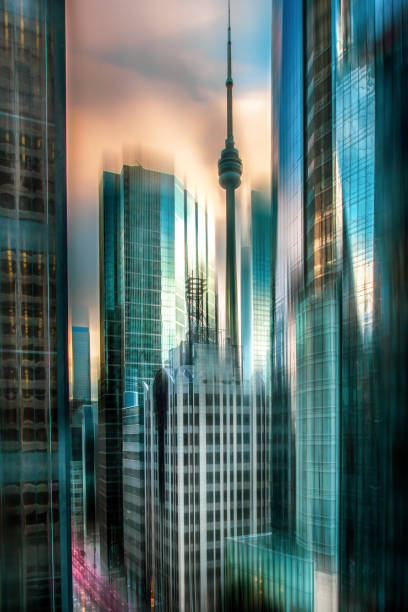 The Toronto city skyline during the early morning hours.