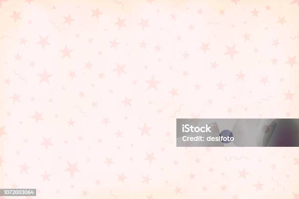Vector Illustration Of A Semi Seamless Xmas Background In Vintage Pastel Color Beige Soft Pink Peach Starry Background Of Party And Celebration Elements Like Swirls Stars Confetti On A Pale Grunge Beige Background Stock Illustration - Download Image Now