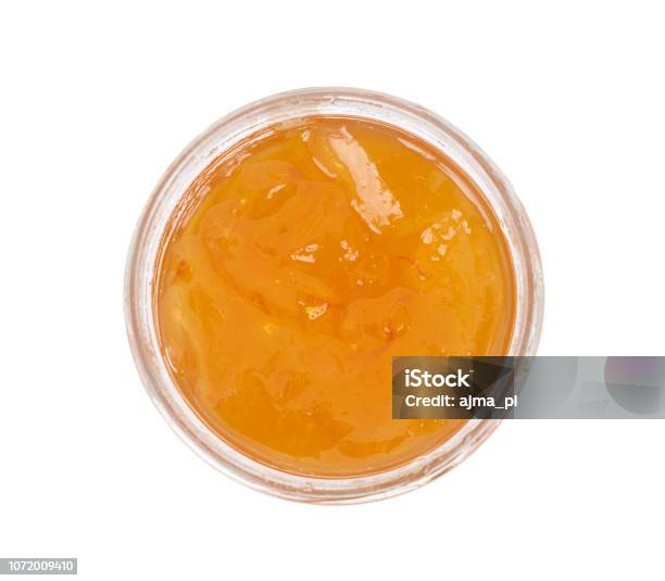 Orange Homemade Jam Isolated On White Background Top View Stock Photo - Download Image Now