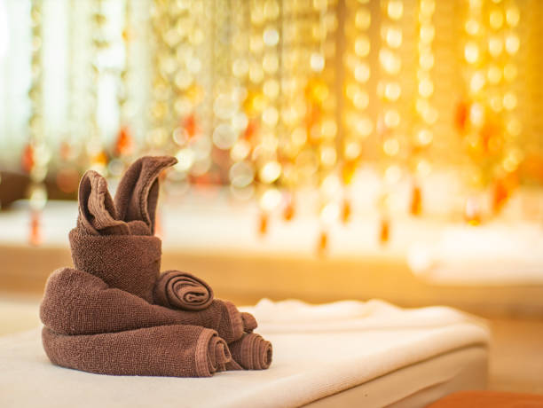 istock Fabric folded in animal shape in vintage massage room. 1072009602