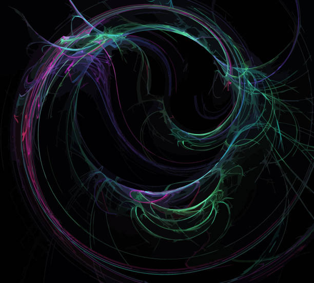 istock image of one Digital Fractal on Black Color 1072019380