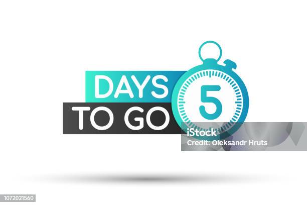 Five Days To Go Badges Or Flat Design Vector Illustration Stock Illustration - Download Image Now