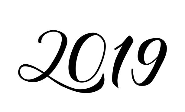 istock Numbers 2019 hand written with brush. Calligraphy lettering for Chinese New Year isolated on white. Holidays typography poster. Easy to edit vector template 1072028336