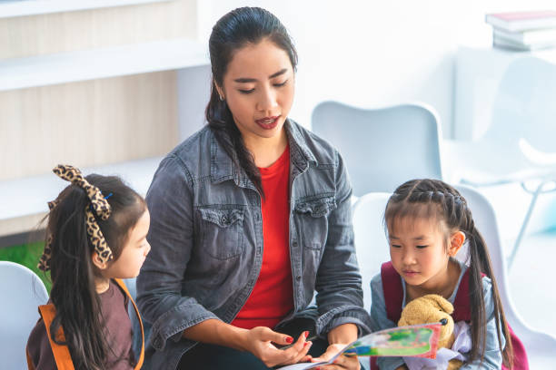 istock Teacher is reading story book to kindergarten students 1072035970