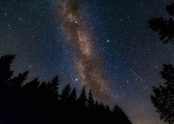 nucleo di via lattea sopra la foresta di kielder, northumberland - northumberland england foto e immagini stock