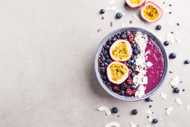 istock Smoothie acai bowl served in bowl 1072042606