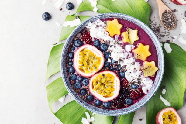 istock Smoothie acai bowl served in bowl 1072042758
