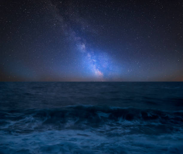 istock Vibrant Milky Way composite image over landscape of Waves breaking onto beach 1072044590