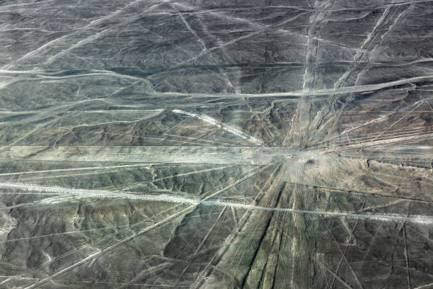 Nazca Lines Spider as viewed from a plane, Nazca, Peru.