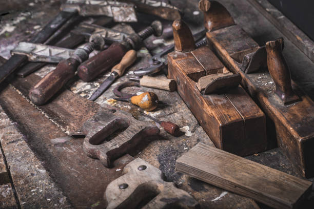 istock Old vintage hand tools on wooden background 1072051314