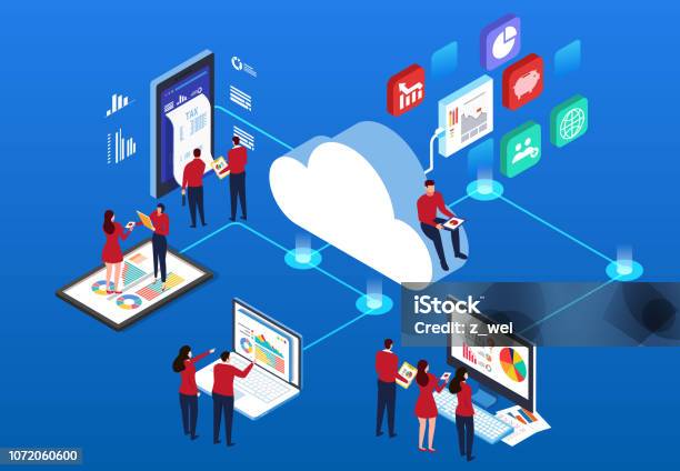 Travail De Technologie Cloud Vecteurs libres de droits et plus d'images vectorielles de Cloud computing - Cloud computing, Donnée, Connexion