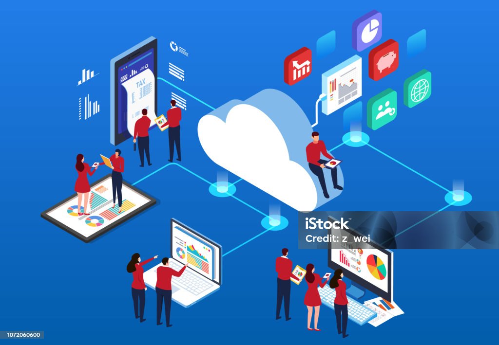 Cloud Technology Work Cloud Computing stock vector