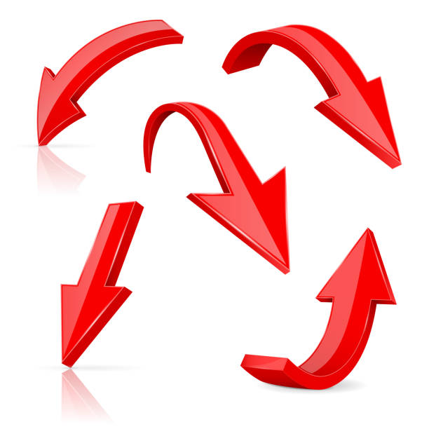istock Red shiny 3d arrows. Collection of web icons 1072066136