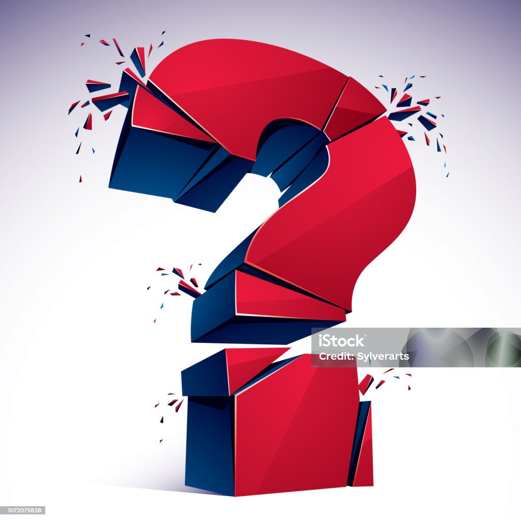 Question Block Smashed Broken Question Mark Exploding Query Breaking To Pieces Vector 3d ...