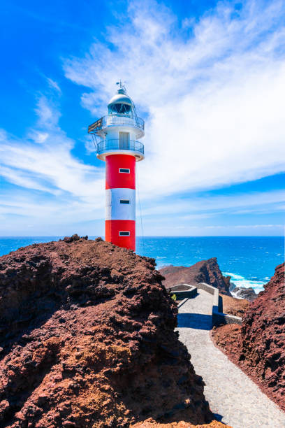 Old Lighthouse in Punta de Teno, Tenerife, Canary island, Spain Old striped red and white lighthouse in Punta de Teno, south Tenerife, Canary island, Spain teno mountains photos stock pictures, royalty-free photos & images