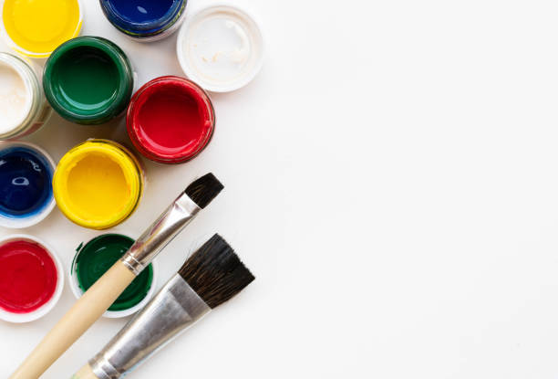 istock Palette and  brush equipment for Color paint background 1072088112