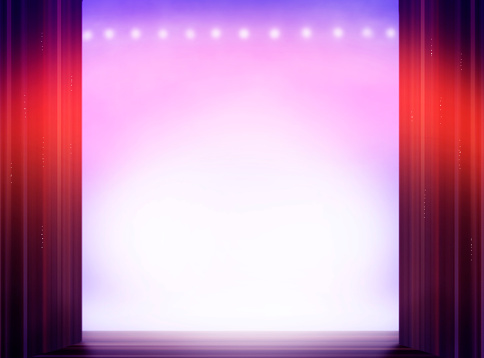 Stage from the view of performer to the audience. The empty space can be used to add some text for the upcoming New Year 2019, or any other theater event.
