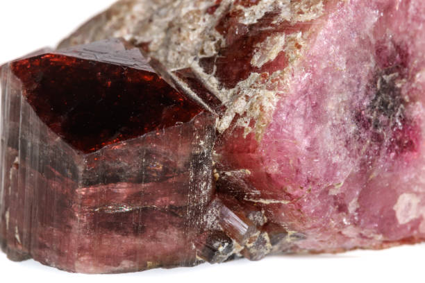 istock Macro mineral tourmaline stone on a white background 1072090736