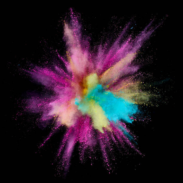 istock Colored powder explosion. Abstract closeup dust on backdrop. Colorful explode. Paint holi 1072093778