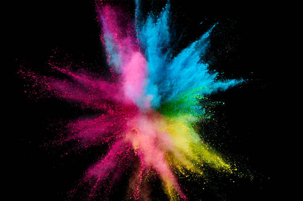 istock Colored powder explosion. Abstract closeup dust on backdrop. Colorful explode. Paint holi 1072093828