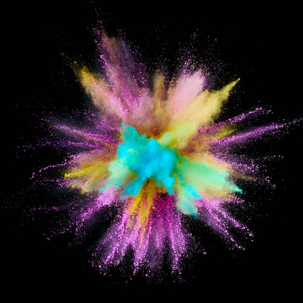 istock Colored powder explosion. Abstract closeup dust on backdrop. Colorful explode. Paint holi 1072093998