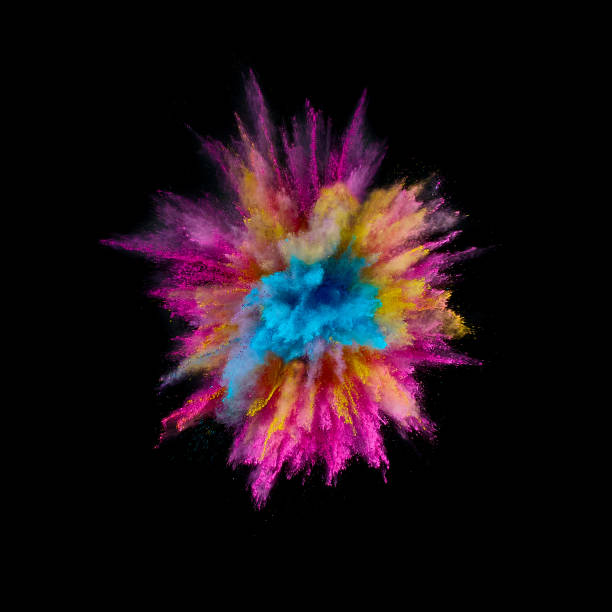 istock Colored powder explosion. Abstract closeup dust on backdrop. Colorful explode. Paint holi 1072094188
