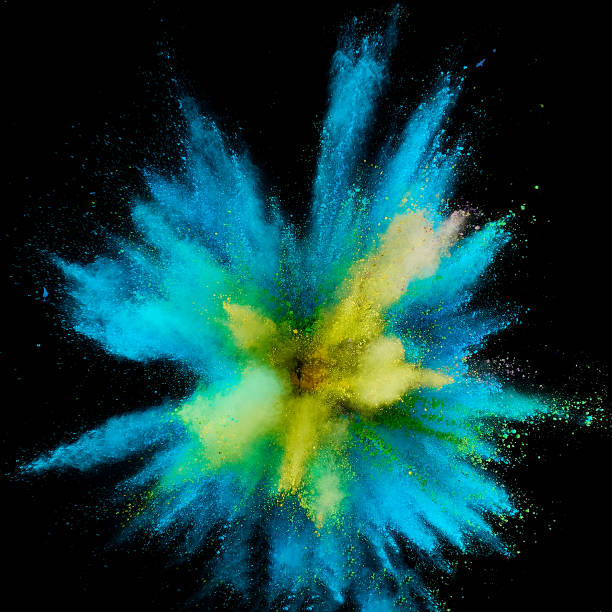 istock Colored powder explosion. Abstract closeup dust on backdrop. Colorful explode. Paint holi 1072094234
