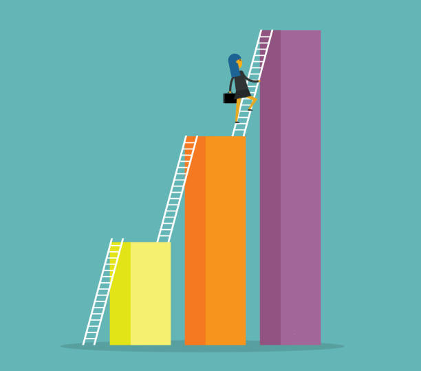 이동-사업가 - ladder clambering struggle reaching stock illustrations