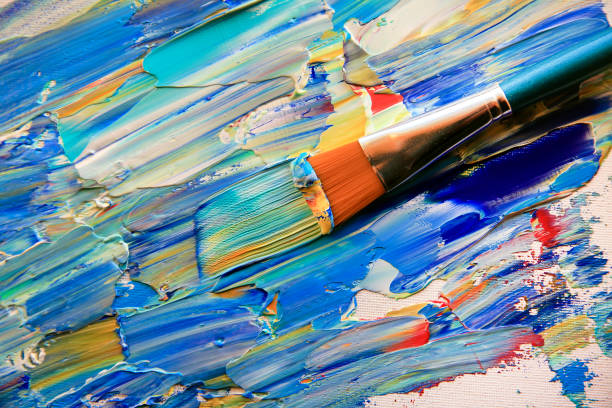istock Closeup background of brush and palette. 1072106166