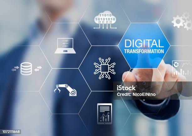 Digital Transformation Technology Strategy Digitization And Digitalization Of Business Processes And Data Optimize And Automate Operations Customer Service Management Internet And Cloud Computing Stock Photo - Download Image Now