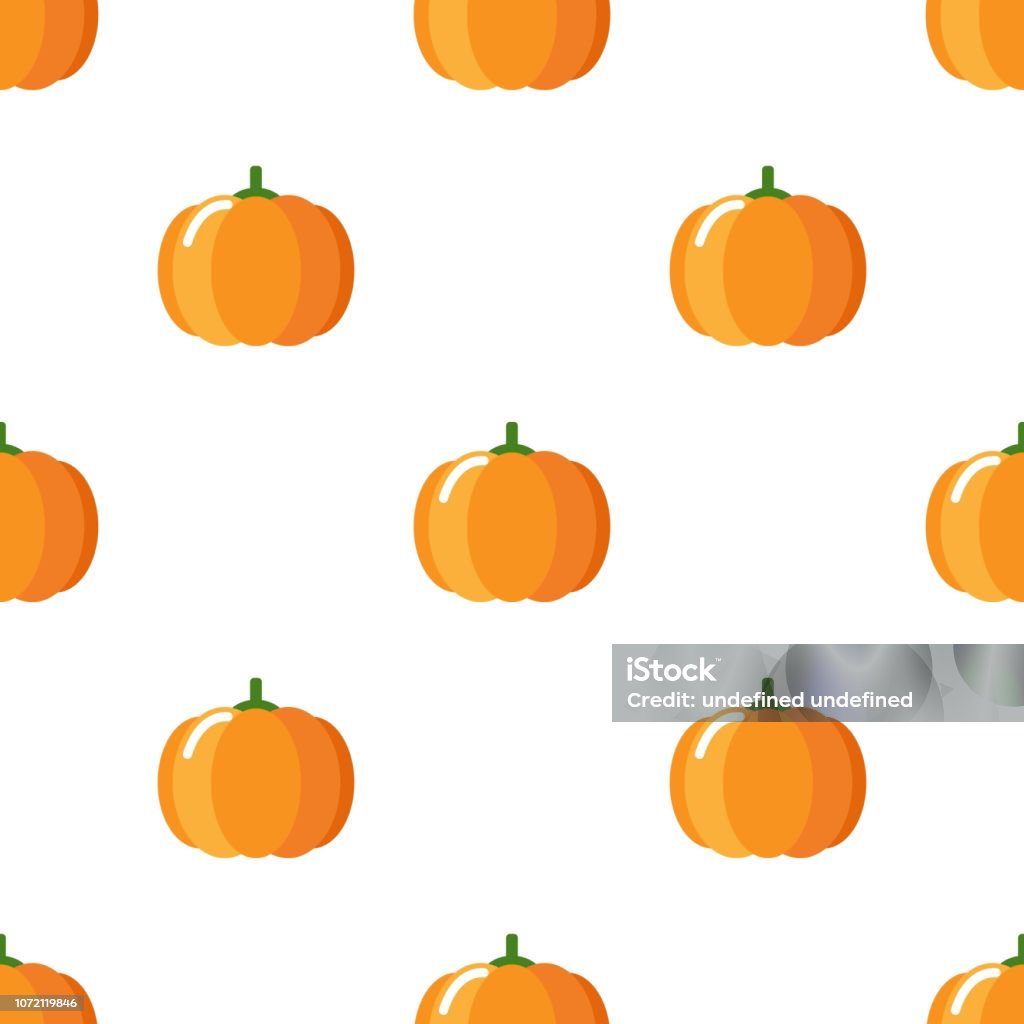 Cartoon Cute Pumpkin On White Background Seamless Pattern Flat Vector  Illustration Stock Illustration - Download Image Now - iStock