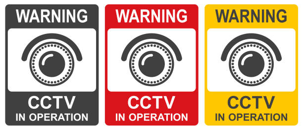 CCTV in operation sign in two colors. Vector illustration. CCTV in operation sign in two colors. Vector illustration. surveillance camera sign stock illustrations