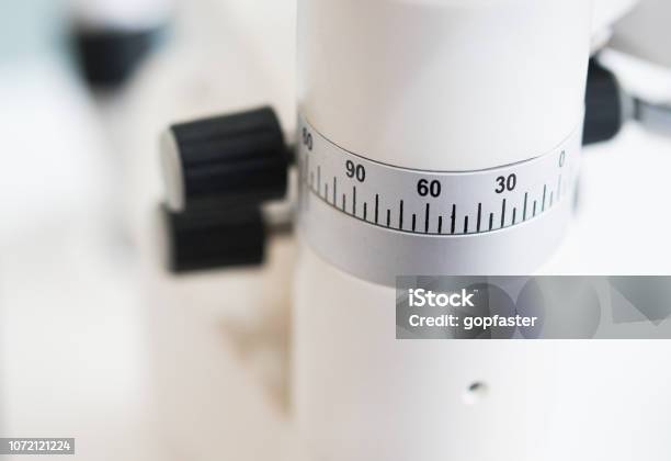 A Scale Number Part Of Slit Lamp Biomicroscope Stock Photo - Download Image Now - Binoculars, Cataract, Centimeter