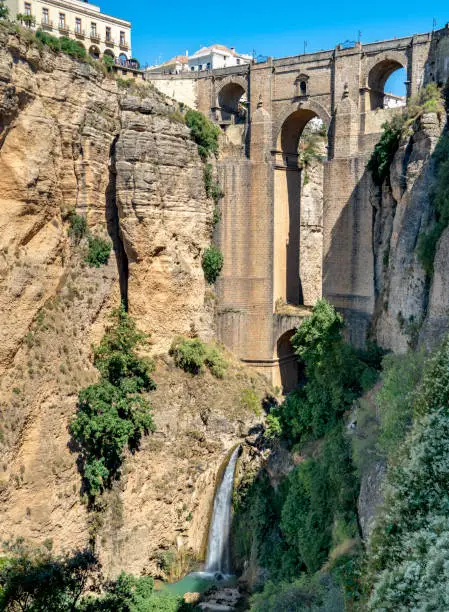 The Puente Nuevo and Waterfall in Ronda Spain