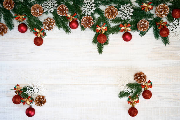 istock Christmas decorations on wooden background. 1072122836