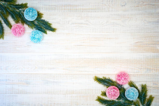 istock Christmas decorations on wooden background. 1072126124